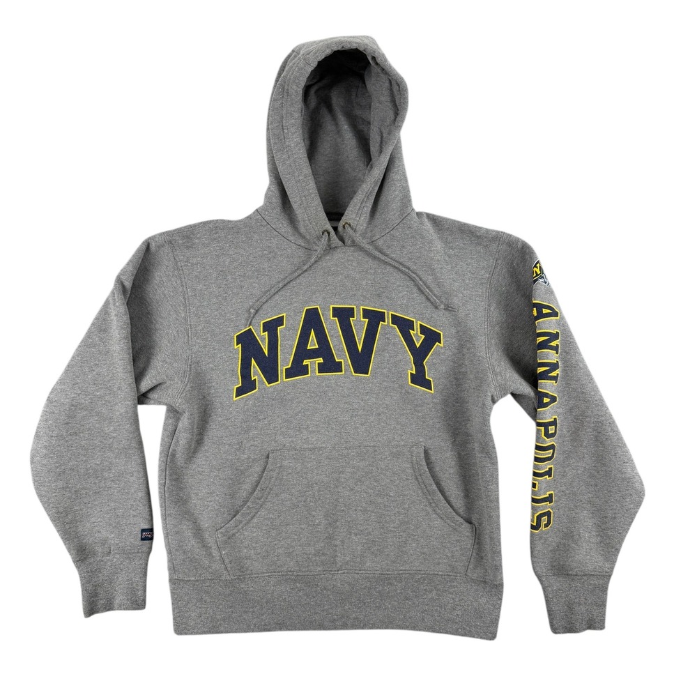 Vintage Jansport Navy Hoodie Mens S Gray Annapolis Pullover‎ Sweatshirt Graphic
